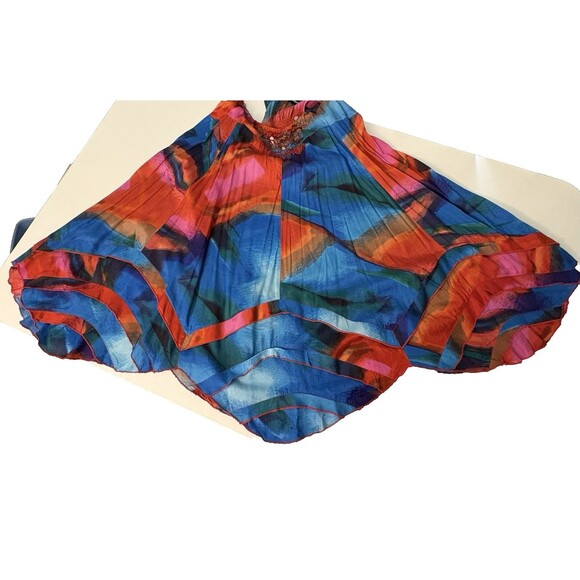 Denim 24/7 Tunic Womens 16W Red Multi Embellished Scoop Neckline Flowing Boho - Picture 4 of 4